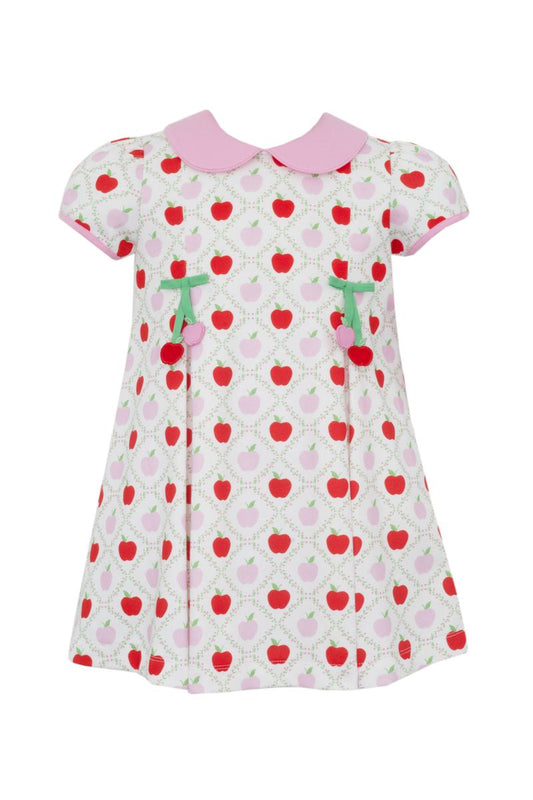 APPLE KNIT PRINT - pink and red print - Dress w/pleats