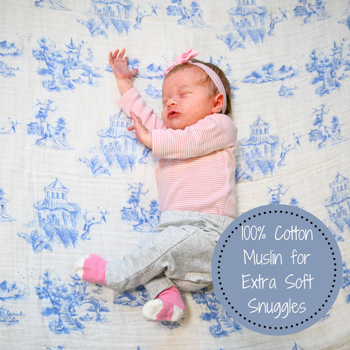Baby Muslin Swaddle Blanket 47x47 Chinoiserie