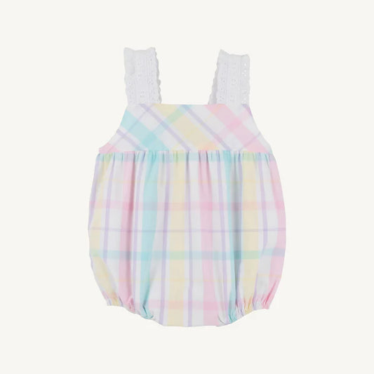 Pastel bubble with spring colors and white eyelet straps 