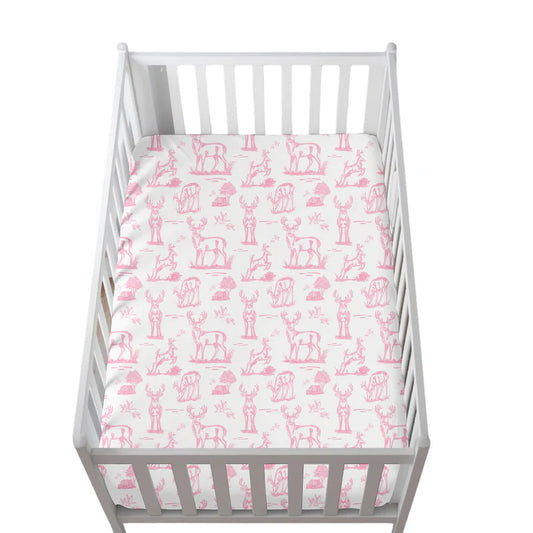 Backwood Bucks Pink Fitted Crib Sheet