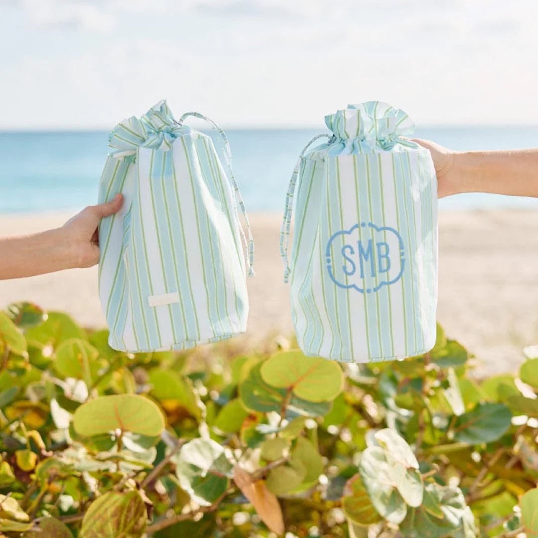 Bikini Bag - Green Blue Stripe
