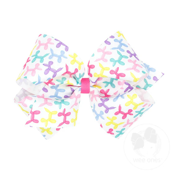 Pastel balloon animal print hair bow.