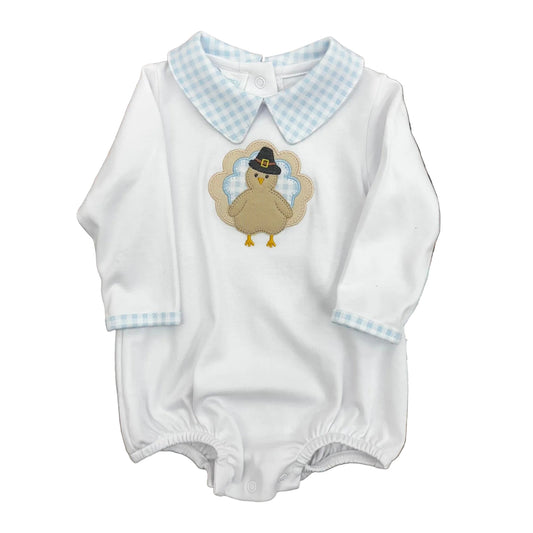 Pilgrim Pals Applique Collared Bubble - Blue