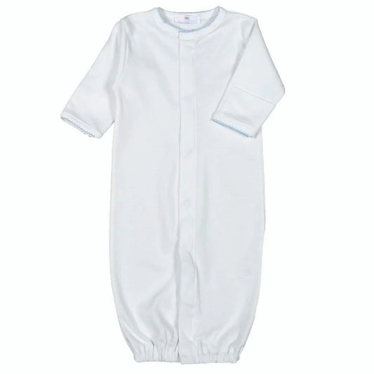 White Converter Gown Blue Picot Trim