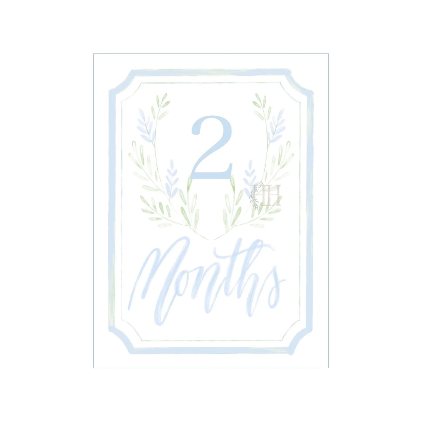 Blue Floral Crest Milestone Cards