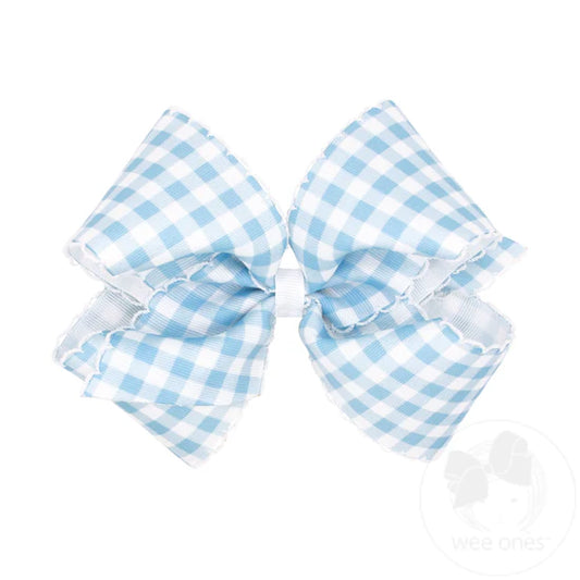 Blue Gingham Hair Bow.