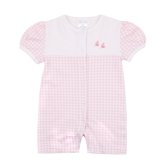 Boat Gingham Romper - Pink
