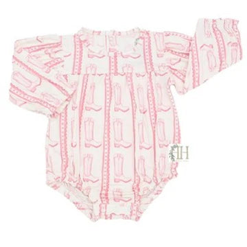 Girls LS Pink Heart Boots Bamboo Bubble