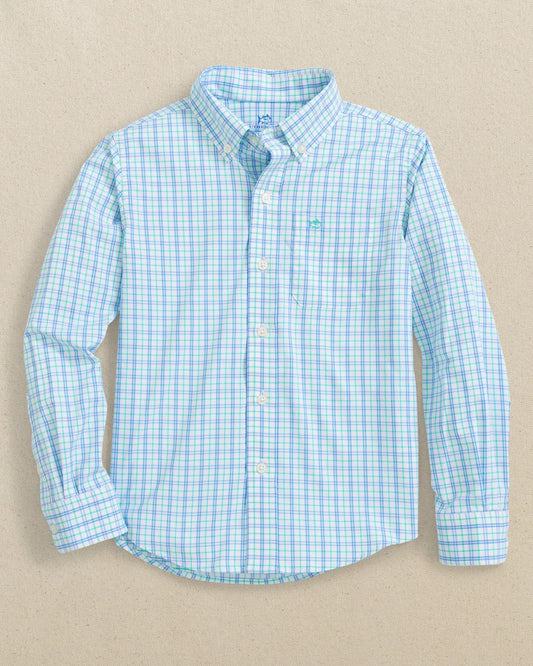 Boys Intercoastal Turnberry Plaid Long Sleeve Sport Shirt