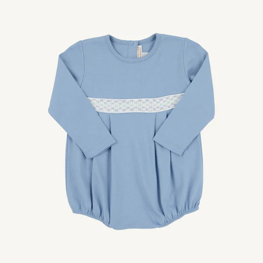 Long Sleeve Bradford Bubble -Barrington Blue with Worth Avenue White and Old Greenwich Green