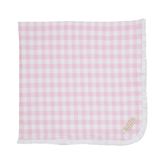 Baby Buggy Blanket -Palm Beach Pink Gingham with Worth Avenue White