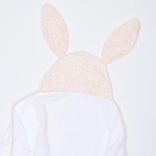 White Hoodie with Bunny ears and floral pattern 