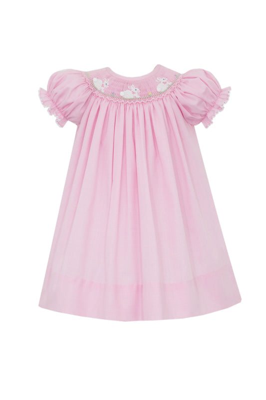 Smocked Bunnies Check Bishop Dress