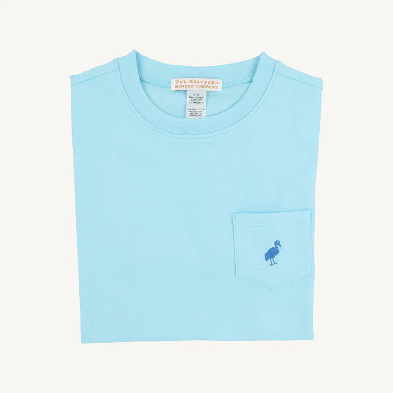 Carter Crewneck -Belhaven Blue with Wood Boat Blue Stork