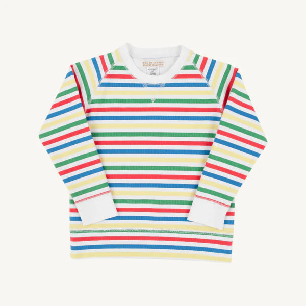 Cassidy Comfy Crewneck -Portland Sealife Stripe with Worth Avenue White