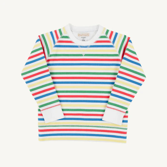 Cassidy Comfy Crewneck -Portland Sealife Stripe with Worth Avenue White
