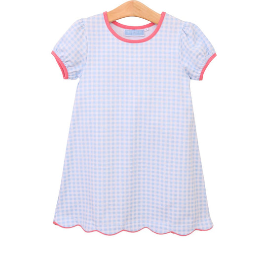 Cecilia Dress- Light Blue Gingham/Pink