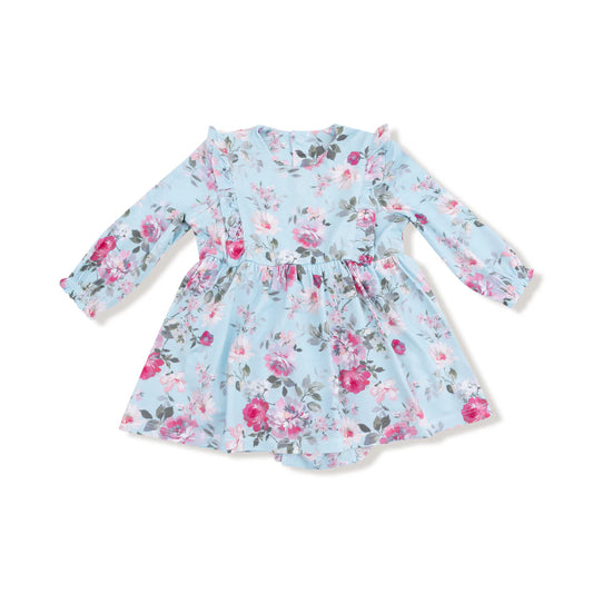 Charlotte Floral  Ruffle Long Sleeve Bodysuit Dress