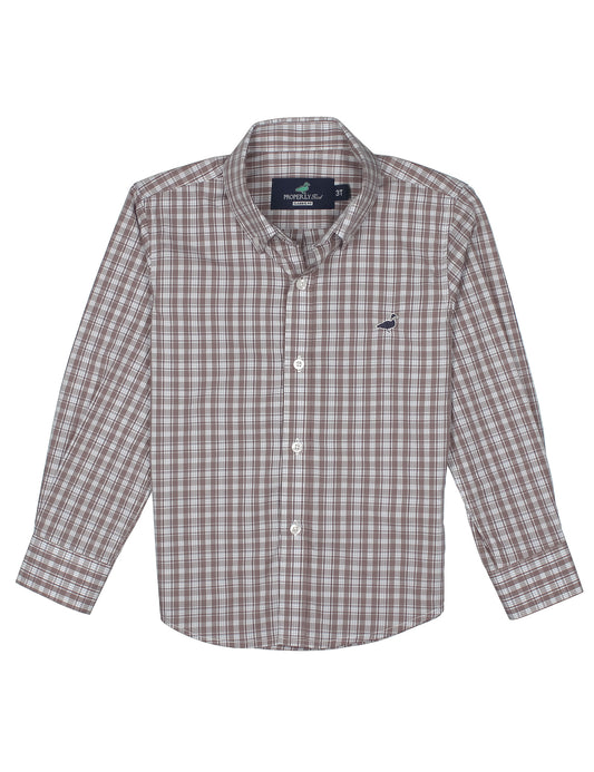 brown and white checkered plaid shirt 