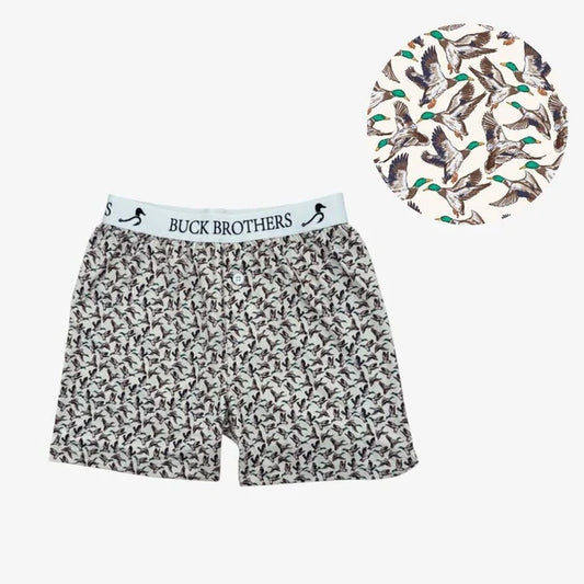 Boy's boxer shorts with allover mallard design.