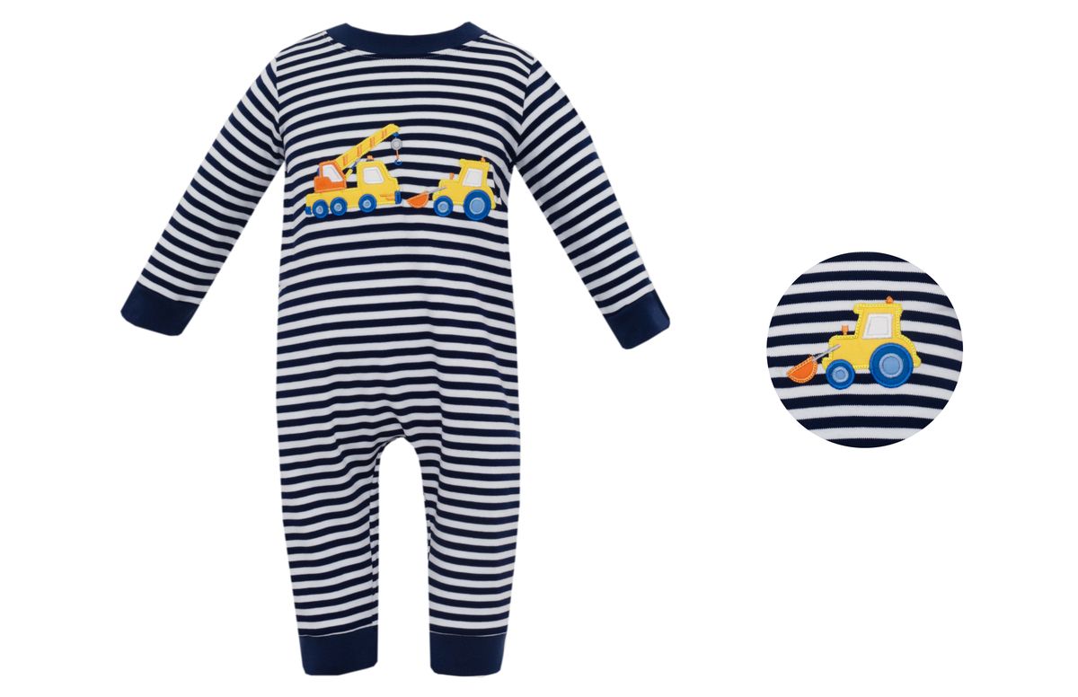 CRANE- Navyblue knit stripe boy´s long romper