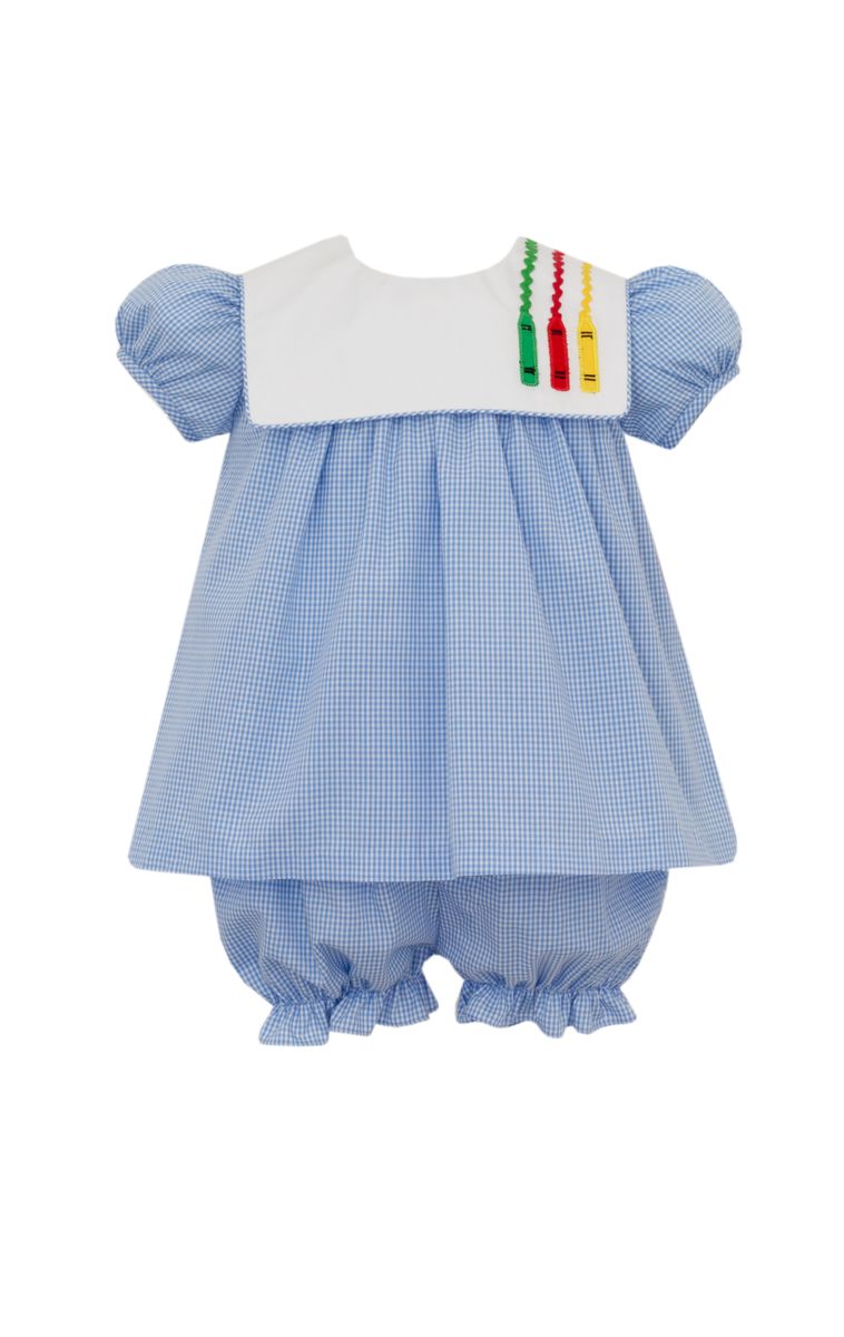Crayon Blue Gingham Bloomer Set