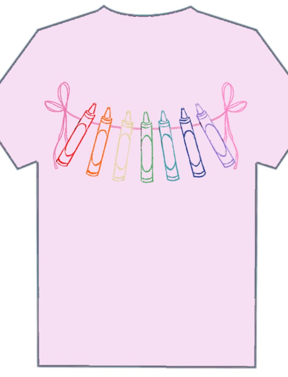 2025 SS Pink Crayons with Bows T-Shirt