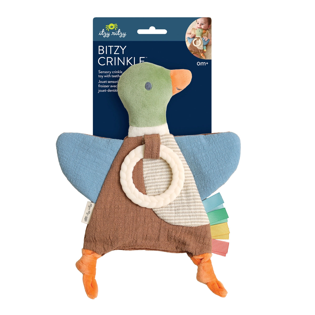 mallard duck crinkle teething toy
