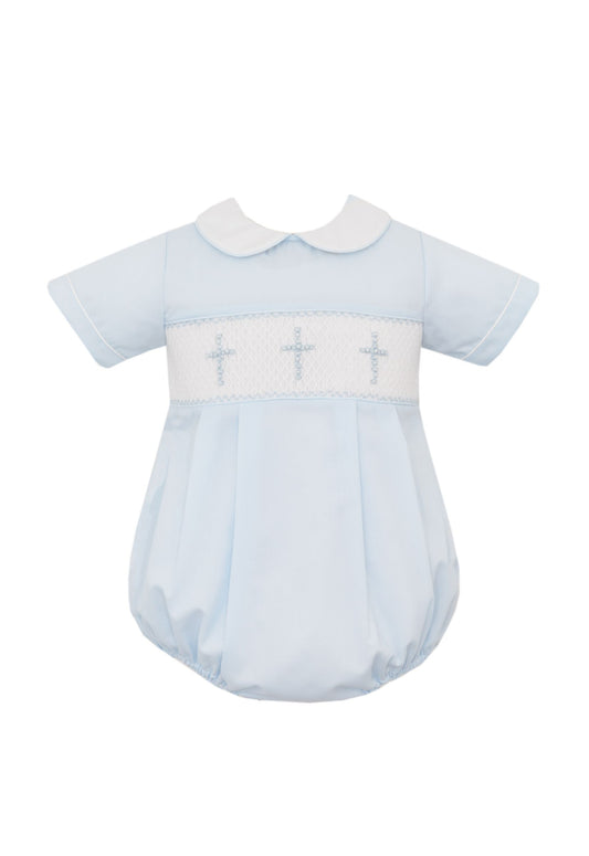 Cross Smocked Bubble - Blue