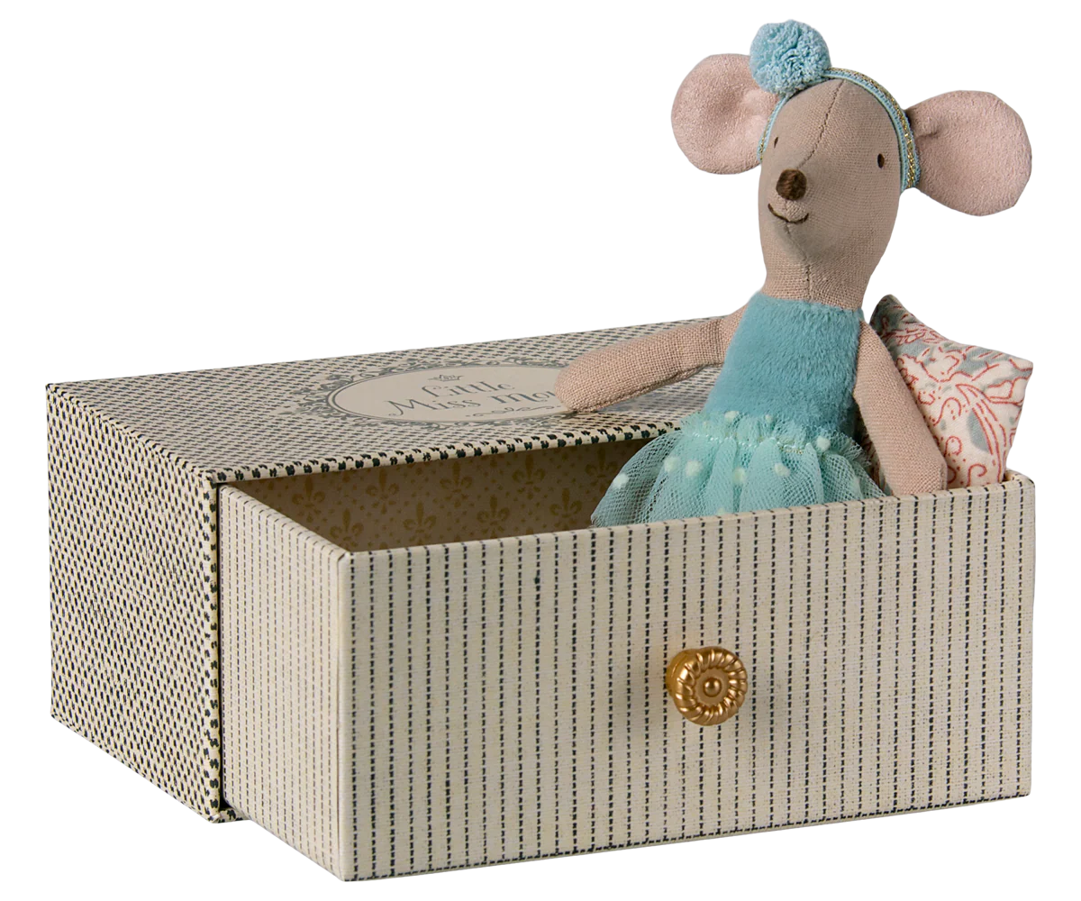 Stuffed mouse toy in a decorative box maileg mouse