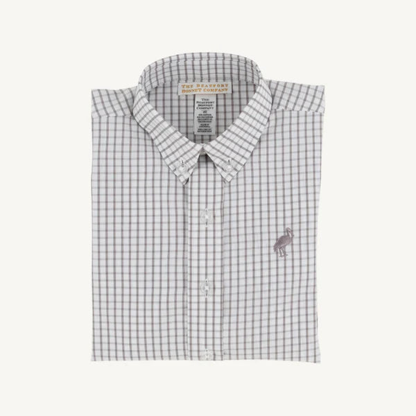 Dean's List Dress Shirt -Grantley Gray Windowpane with Grantley Gray Stork