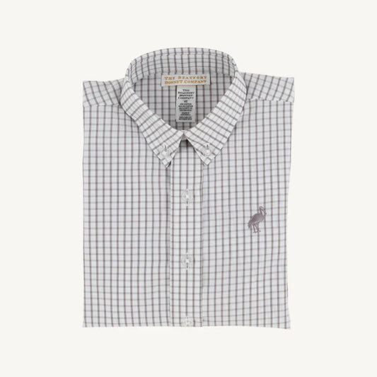 Dean's List Dress Shirt -Grantley Gray Windowpane with Grantley Gray Stork