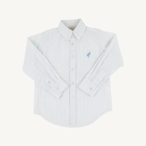 Dean's Shirt -Whitby Windowpane with Sarasota Sky Stork