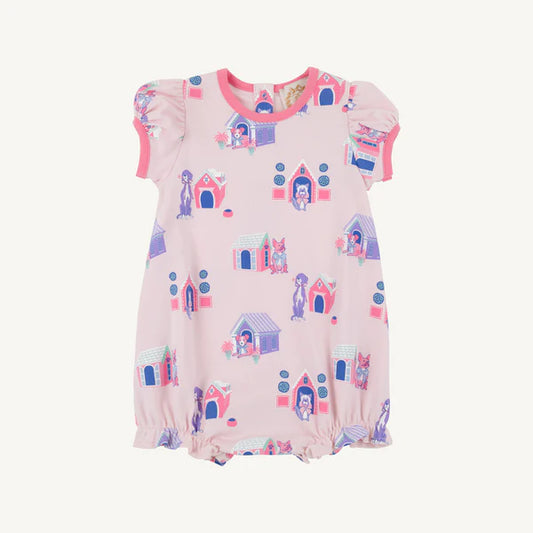 Pink bubble with pink and purple dog design 