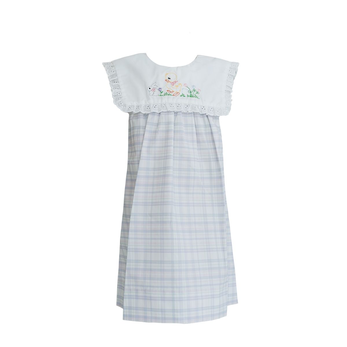 Emmie Vintage Chick and Bunny Blue Spring Plaid Dress