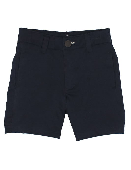 Navy shorts with belt loops and botton closure 