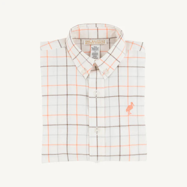 Dean's List Dress Shirt (Flannel) -Mantua Tattersall with Seashore Sherbet Stork