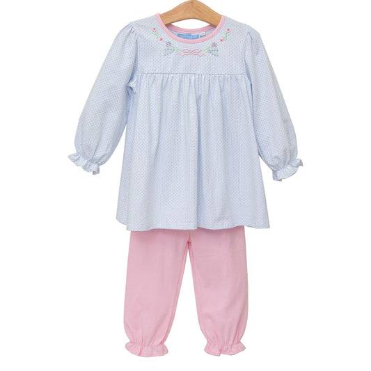 Floral Embroidery Pant Set