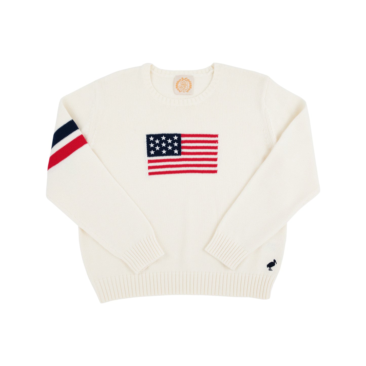 Seaton Intarsia Sweater - Palmetto Pearl with American Flag Intarsia