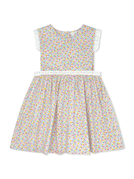 Floral dress with eyelet trim 