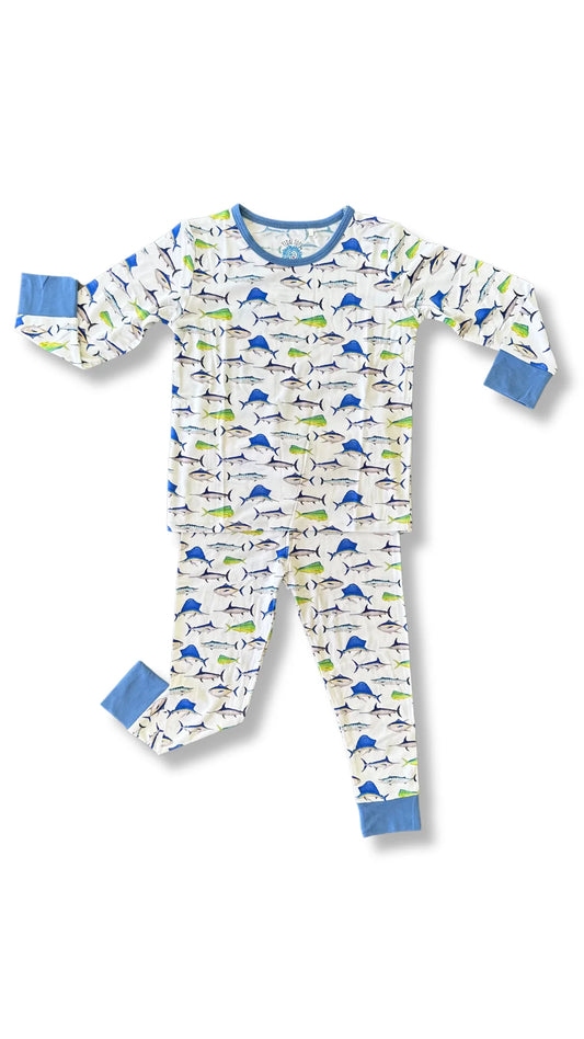 Fishing Frenzy Blue Two Piece Pajama