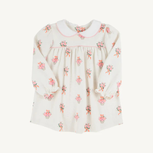 Long Sleeve Maerin Fitz Frock -Nonesuch Stems with Sandpearl Pink
