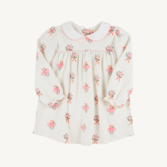 Long Sleeve Maerin Fitz Frock -Nonesuch Stems with Sandpearl Pink