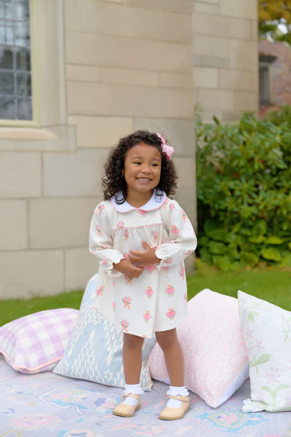 Long Sleeve Maerin Fitz Frock -Nonesuch Stems with Sandpearl Pink