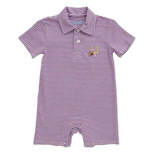 Game Day Polo Romper- Purple