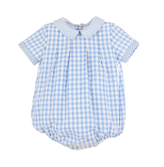 Blue gingham bubble with collar