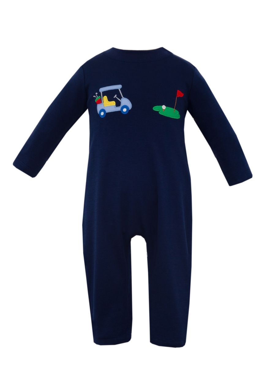 Golf Applique Romper - Navy
