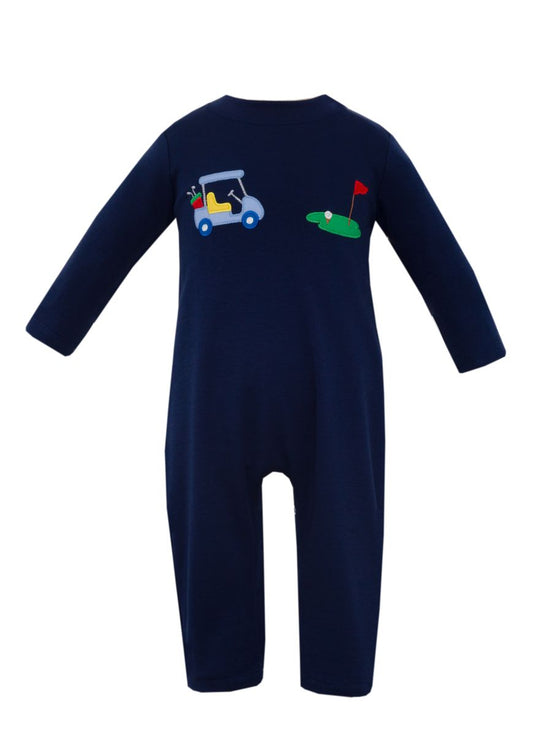 Golf Applique Romper - Navy