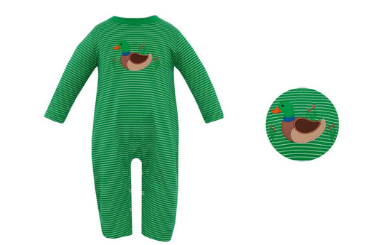 Mallard Applique Romper - Green