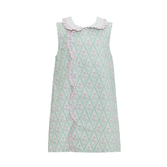 **PRE-ORDER** Claire Green and Pink Floral Scallop Dress